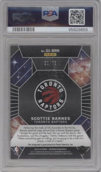 Scottie Barnes from the 2023-24 Panini Obsidian set featuring a Electric Etch Orange Flood parallel graded by PSA and given an overall grade of 10.