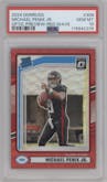 Michael Penix Jr.  from the 2024 Donruss set featuring a Red Wave parallel graded by PSA and given an overall grade of 10.