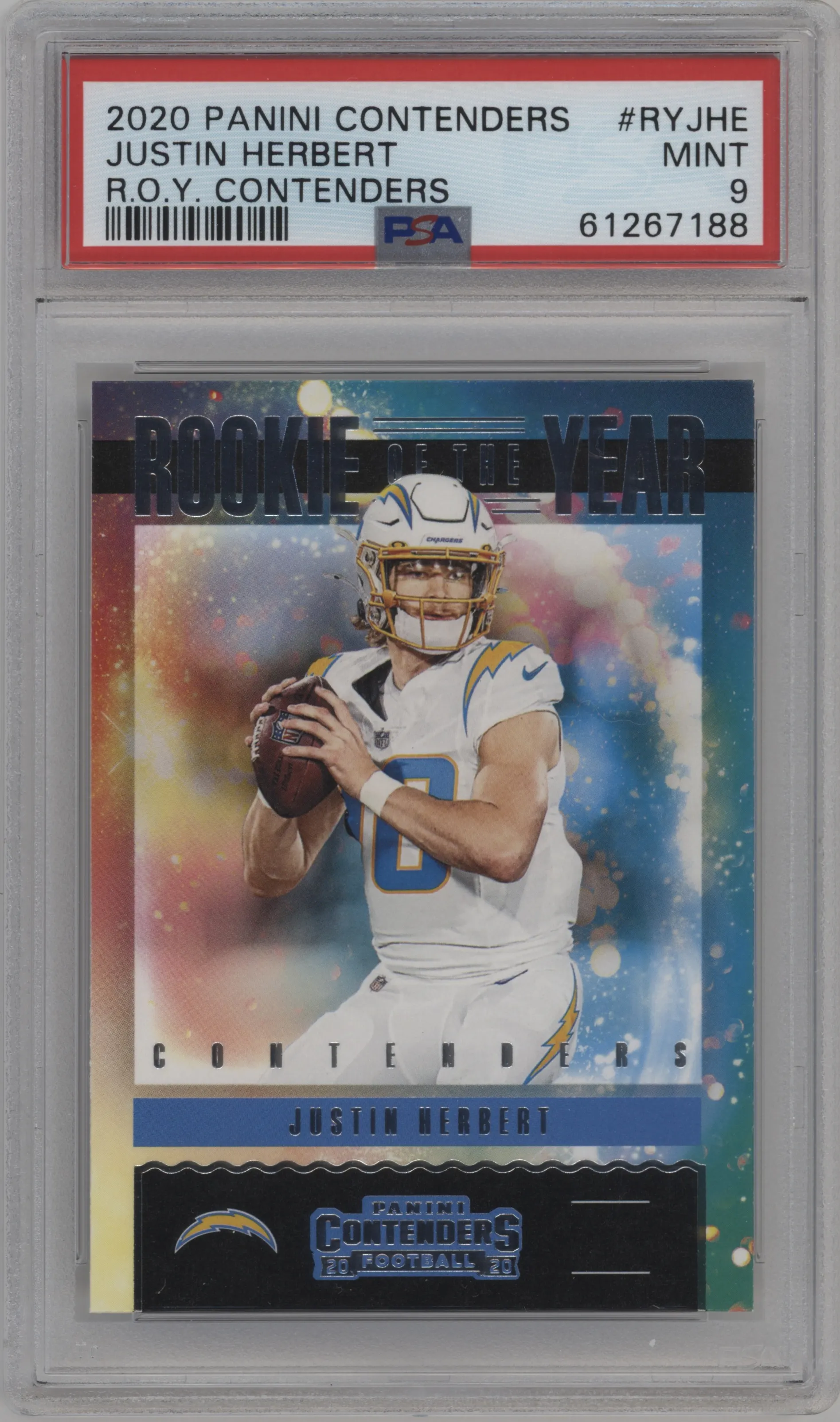 2020 Panini Contenders ROY Contenders Justin Herbert #RY-JHE PSA 9