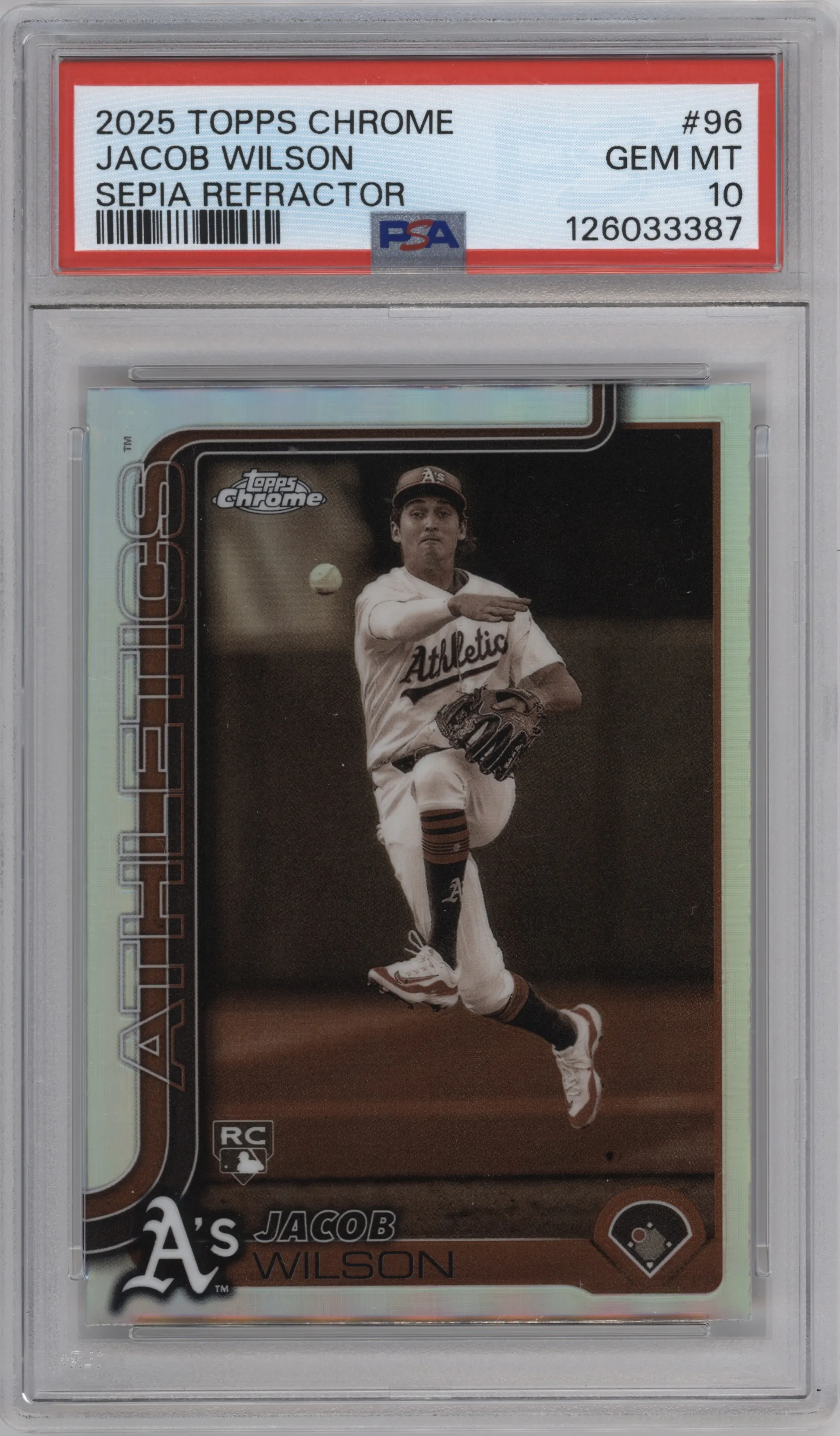 2025 Topps Chrome Jacob Wilson Sepia Refractor #96 PSA 10