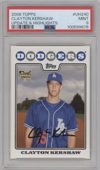 Clayton Kershaw from the 2008 Topps Updates & Highlights set graded by PSA and given an overall grade of 9.