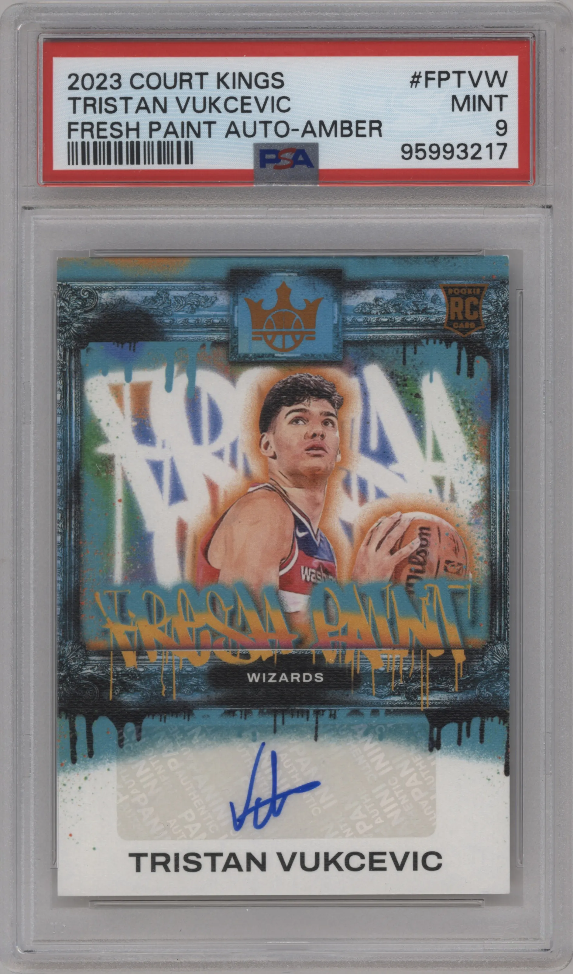 2023 Panini Court Kings Fresh Paint Tristan Vukcevic Amber PSA 9