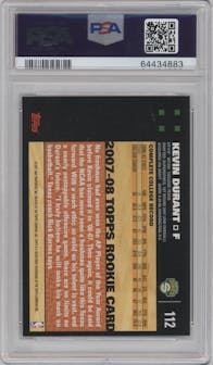 Kevin Durant from the 2007-08 Topps set graded by PSA and given an overall grade of 8.