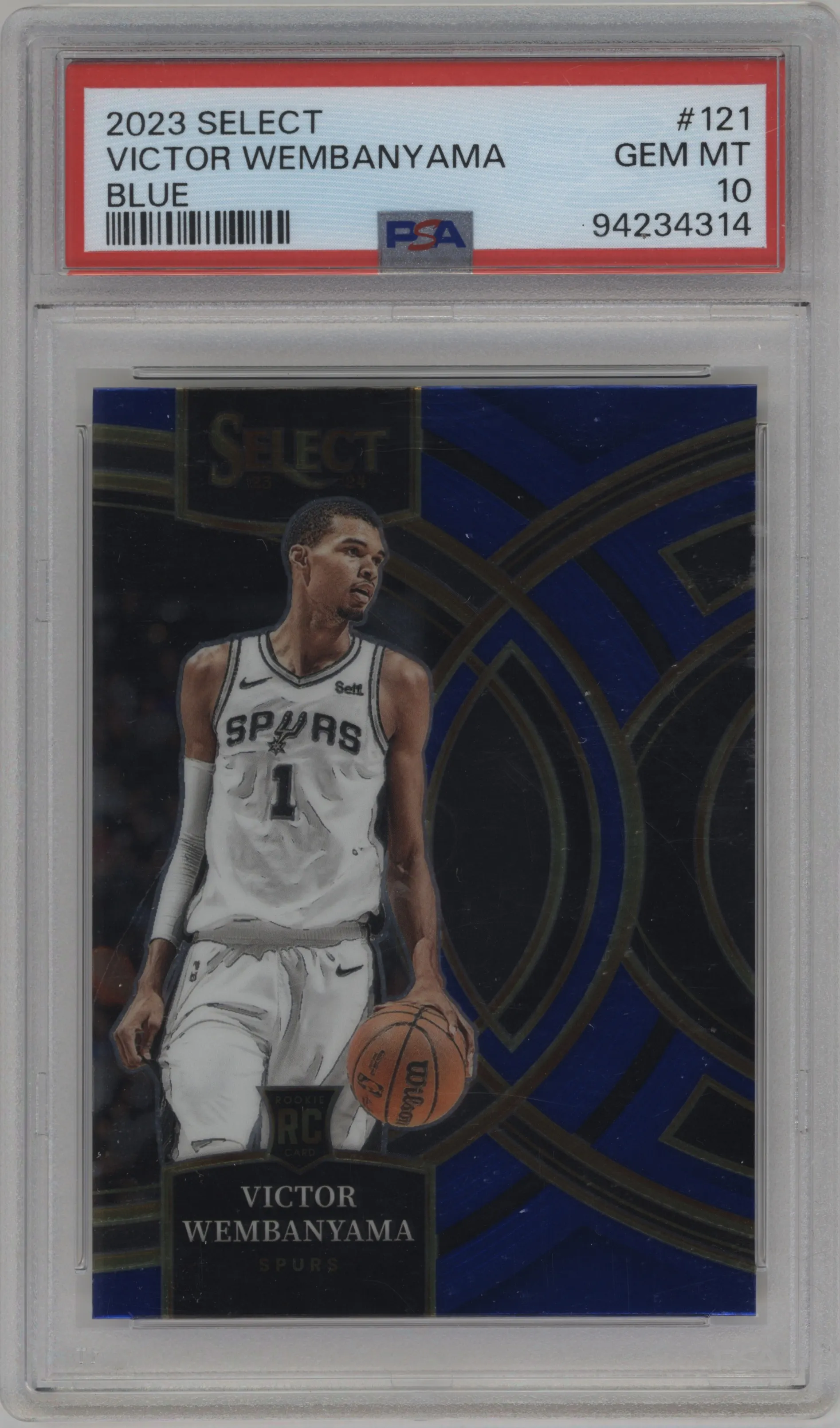 2023 Panini Select Pre.Lvl. Victor Wembanyama Blue Retail #121 PSA 10