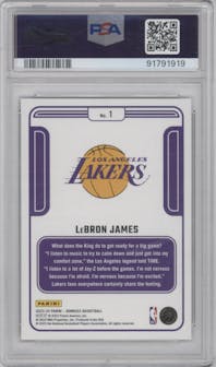 LeBron James from the 2023-24 Panini Donruss set graded by PSA and given an overall grade of 10.