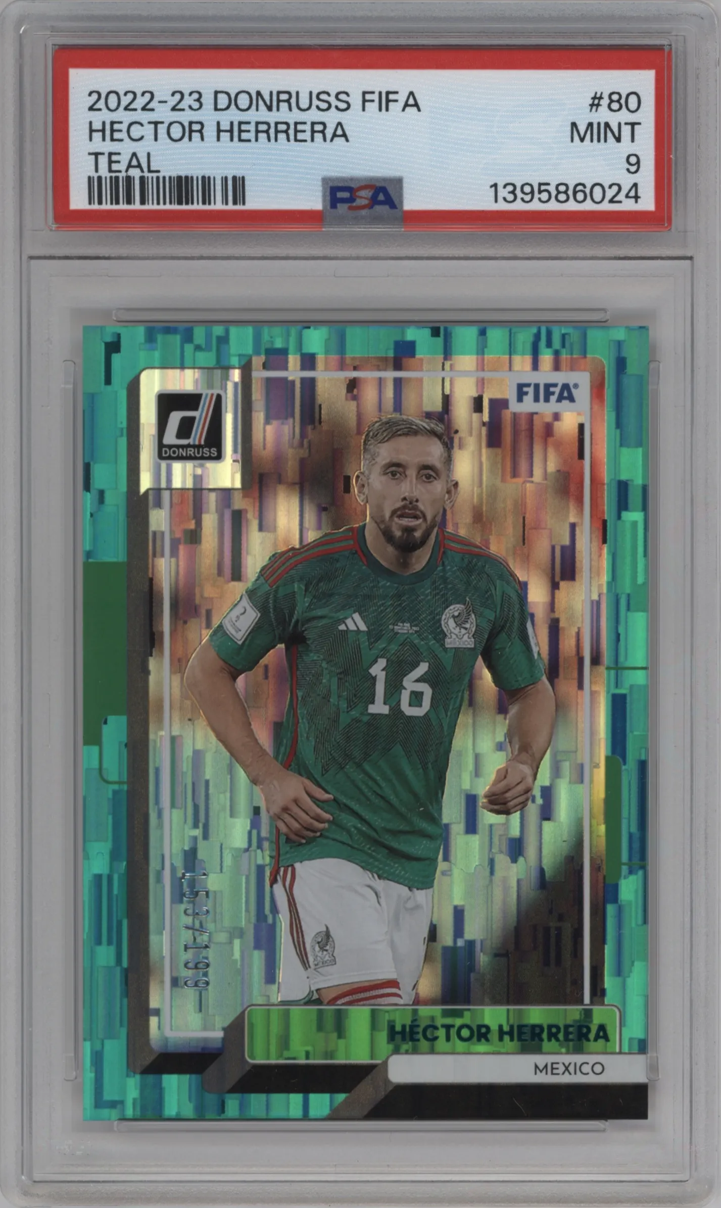 2022 Panini Donruss Hector Herrera Teal PSA 9