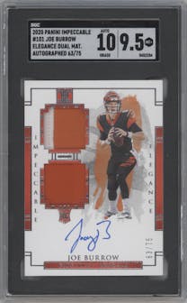 Joe Burrow from the 2020 Panini Impeccable set graded by SGC and given an overall grade of 9.5.