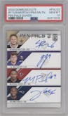 J.J. McCarthy/Joe Milton III/Michael Penix Jr./Spencer Rattler from the 2024 Panini Donruss Elite set graded by PSA and given an overall grade of 10.