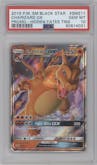 Charizard GX from the 2019 Pokemon S&M  set featuring a Hidden Fates Tins parallel graded by PSA and given an overall grade of 10.