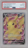 Pikachu V from the 2020 Pokemon SWSH set graded by PSA and given an overall grade of 10.