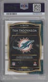 Tua Tagovailoa from the 2020 Panini Select set featuring a Red Prizm parallel graded by PSA and given an overall grade of 10.