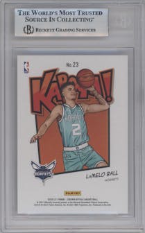 LaMelo Ball from the 2020-21 Panini Crown Royale set graded by Beckett and given an overall grade of 9.