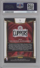 Shai Gilgeous-Alexander from the 2018-19 Panini Select  set featuring a Light Blue Prizm parallel graded by PSA and given an overall grade of 10.