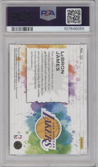 LeBron James from the 2023-24 Panini Court Kings set graded by PSA and given an overall grade of 10.