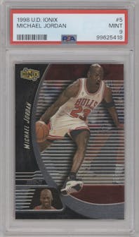 Michael Jordan from the 1998-99 Upper Deck Ionix set graded by PSA and given an overall grade of 9.