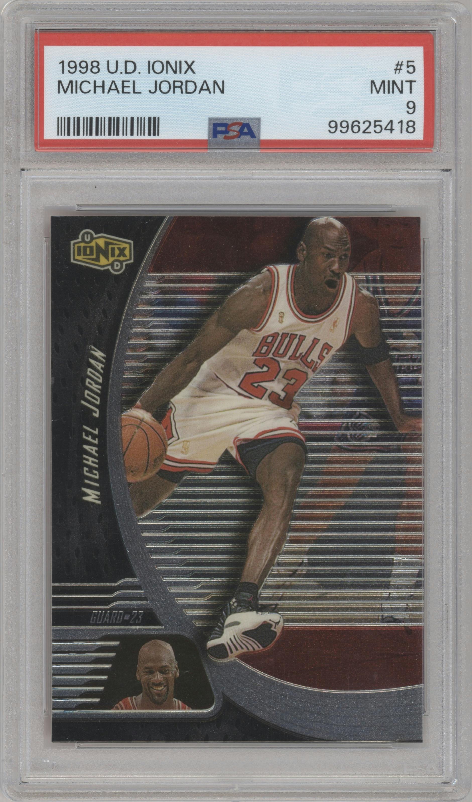 Michael Jordan from the 1998-99 Upper Deck Ionix set graded by PSA and given an overall grade of 9.