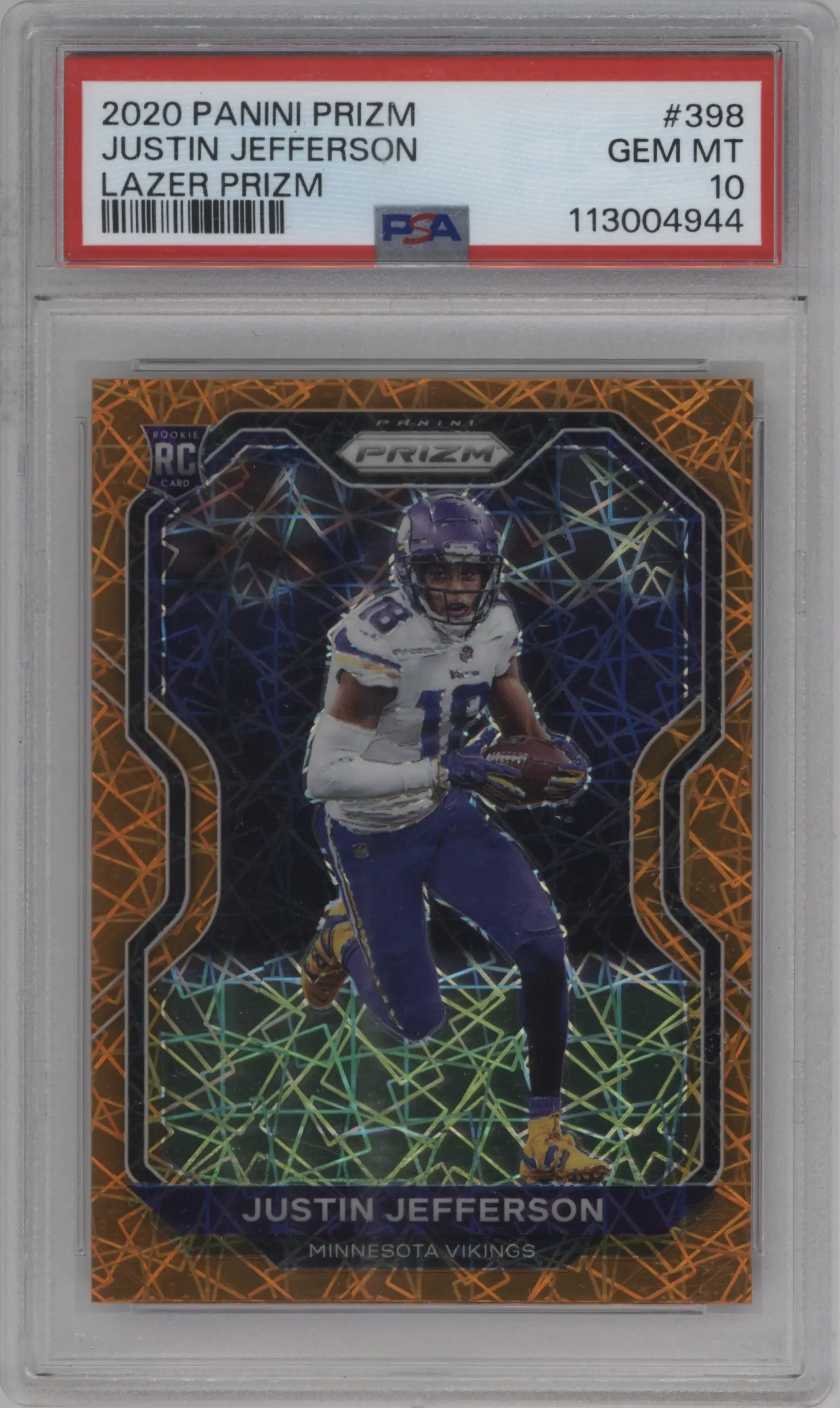 2020 Panini Prizm Justin Jefferson Lazer #398 PSA 10