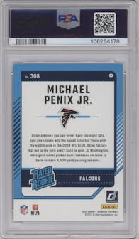 Michael Penix Jr. from the 2024 Donruss set graded by PSA and given an overall grade of 10.