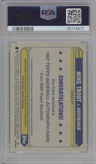 Mike Trout from the 2022 Topps Update  set graded by PSA and given an overall grade of 9.