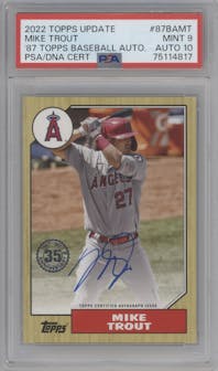 Mike Trout from the 2022 Topps Update  set graded by PSA and given an overall grade of 9.