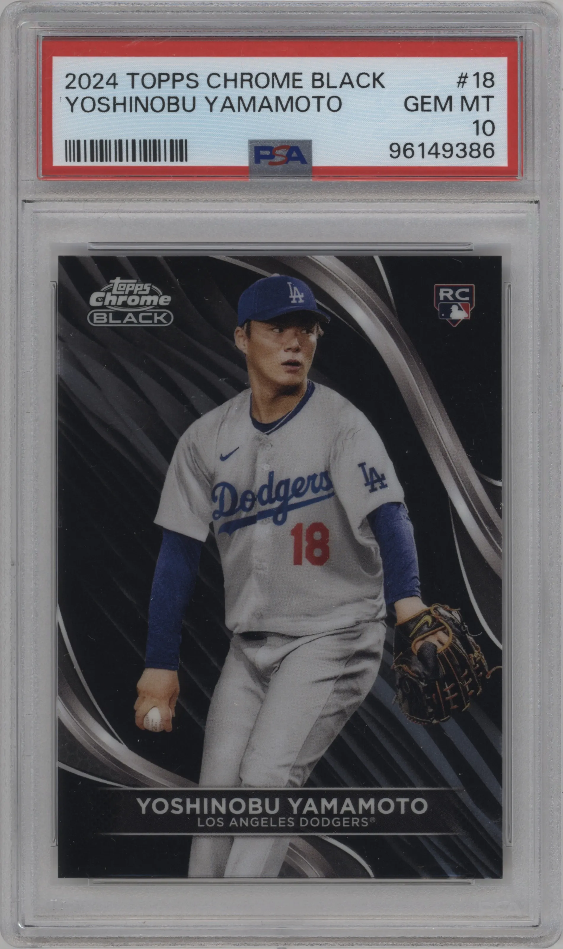 2024 2024 Topps Chrome Black Topps Chrome Black Yoshinobu Yamamoto #18 PSA 10