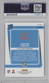 Justin Fields from the 2021 Panini Donruss Optic set featuring a Green Velocity parallel graded by PSA and given an overall grade of 10.