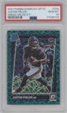 Justin Fields from the 2021 Panini Donruss Optic set featuring a Green Velocity parallel graded by PSA and given an overall grade of 10.