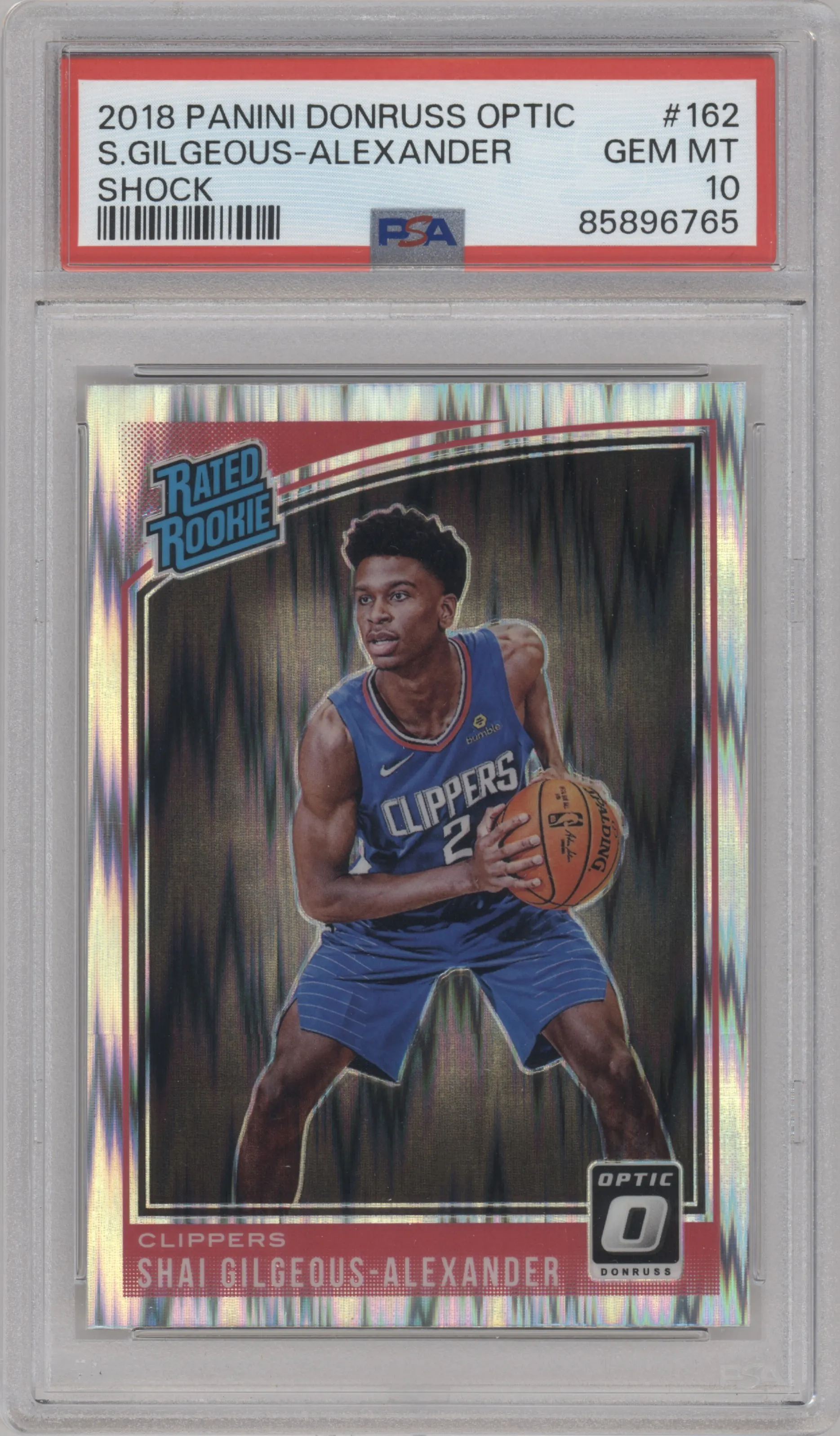 2018 Panini Donruss Optic Rated Rookie Shai Gilgeous-Alexander Shock PSA 10