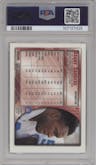 Barry Sanders from the 1998 Bowman set featuring a Refractor parallel graded by PSA and given an overall grade of 8.