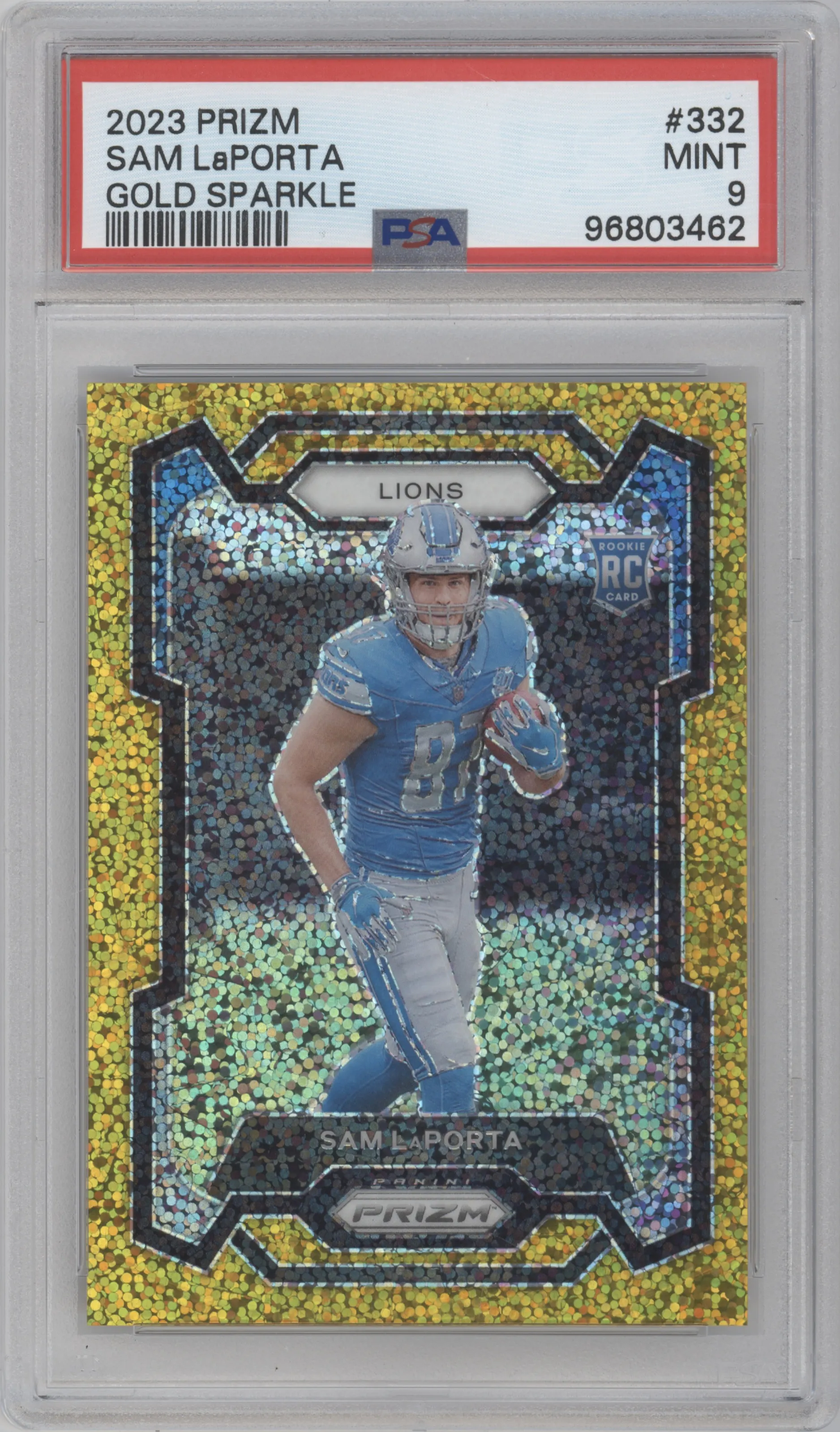 2023 Panini Prizm Sam LaPorta Gold Sparkle #332 PSA 9