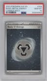 Basic Metal Energy from the 2023 Pokemon SV set featuring a Cosmos parallel graded by PSA and given an overall grade of 10.