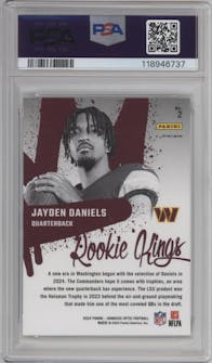 Jayden Daniels from the 2024 Donruss Optic set graded by PSA and given an overall grade of 10.