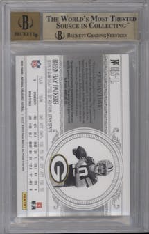 Jordan Love from the 2020 Panini National Treasures set featuring a Holo Gold parallel graded by Beckett and given an overall grade of 9.5.