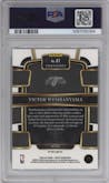Victor Wembanyama from the 2023-24 Panini Select  set featuring a Green Ice parallel graded by PSA and given an overall grade of 9.