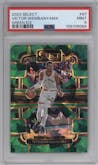 Victor Wembanyama from the 2023-24 Panini Select  set featuring a Green Ice parallel graded by PSA and given an overall grade of 9.