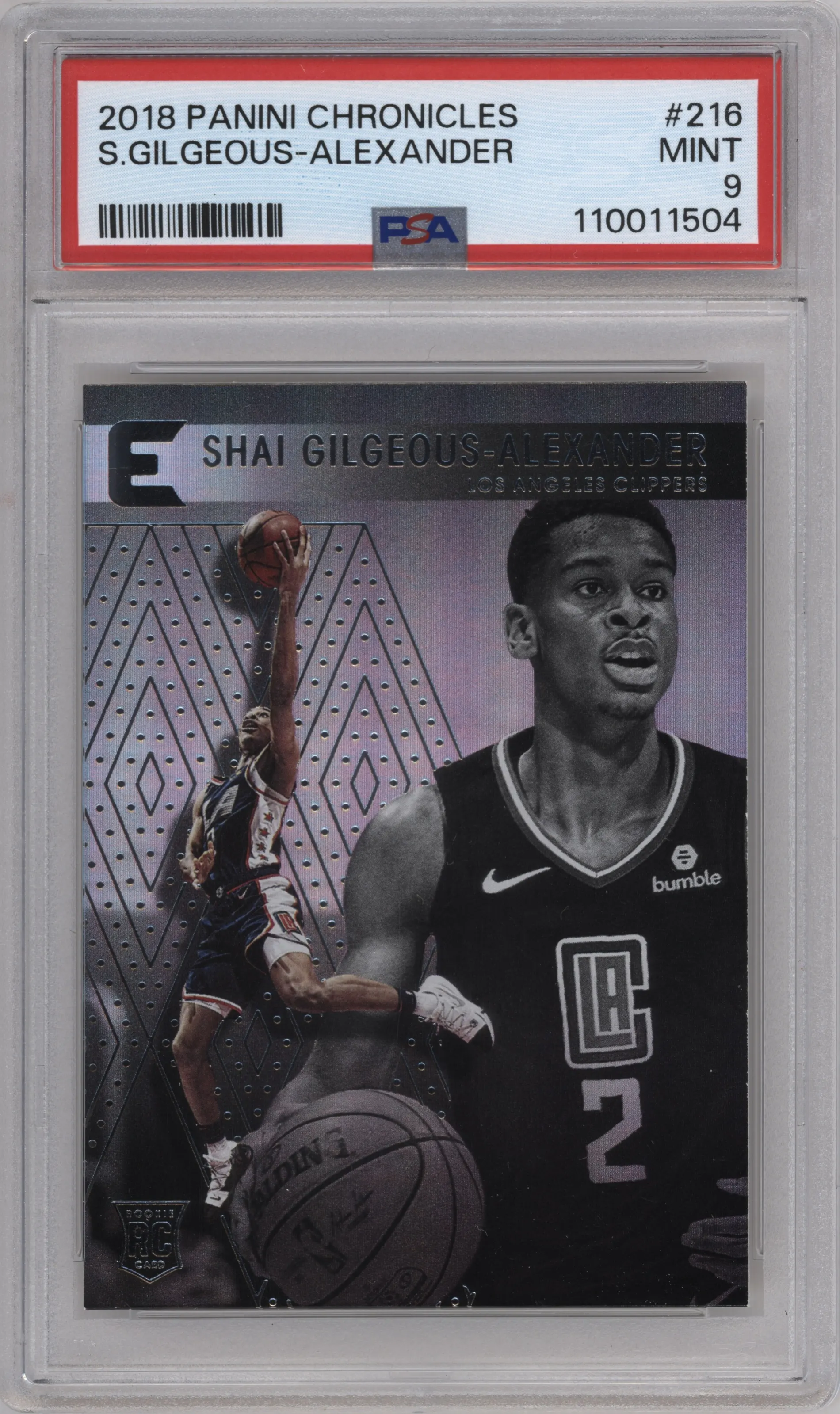 2018 Panini Chronicles Essentials Shai Gilgeous-Alexander #216 PSA 9