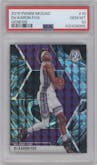 De'Aaron Fox from the 2019-20 Panini Mosaic  set featuring a Genesis parallel graded by PSA and given an overall grade of 10.