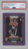 Scoot Henderson from the 2023-24 Panini Prizm Monopoly set featuring a Purple  parallel graded by PSA and given an overall grade of 10.