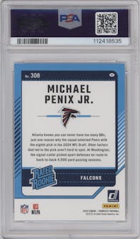 Michael Penix Jr. from the 2024 Donruss set graded by PSA and given an overall grade of 10.