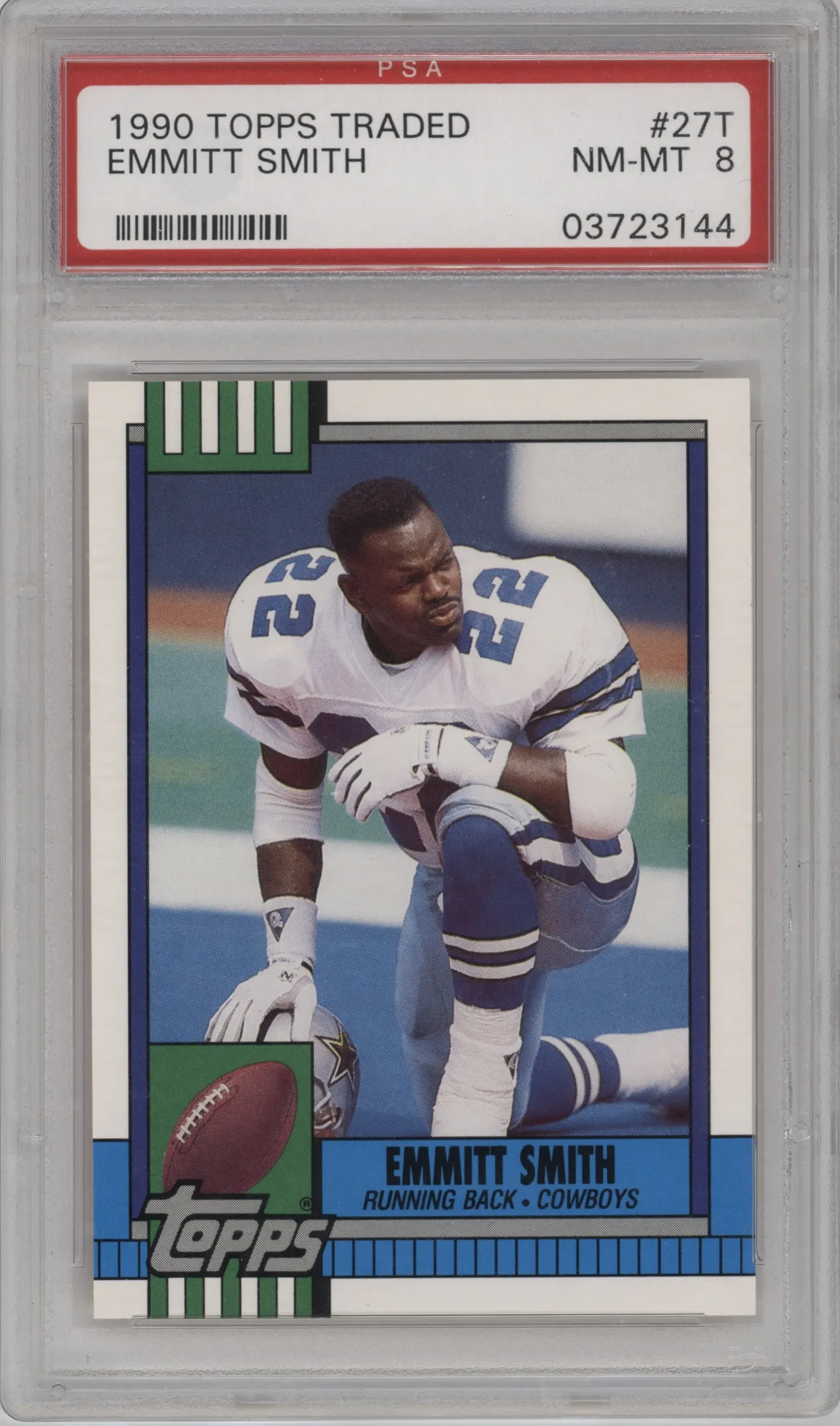 1990 Topps Traded Emmitt Smith #27T PSA 8