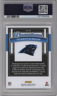 Tetairoa McMillan from the 2025 Panini Donruss set graded by PSA and given an overall grade of 10.