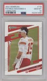 Patrick Mahomes II from the 2021 Panini Donruss set graded by PSA and given an overall grade of 10.