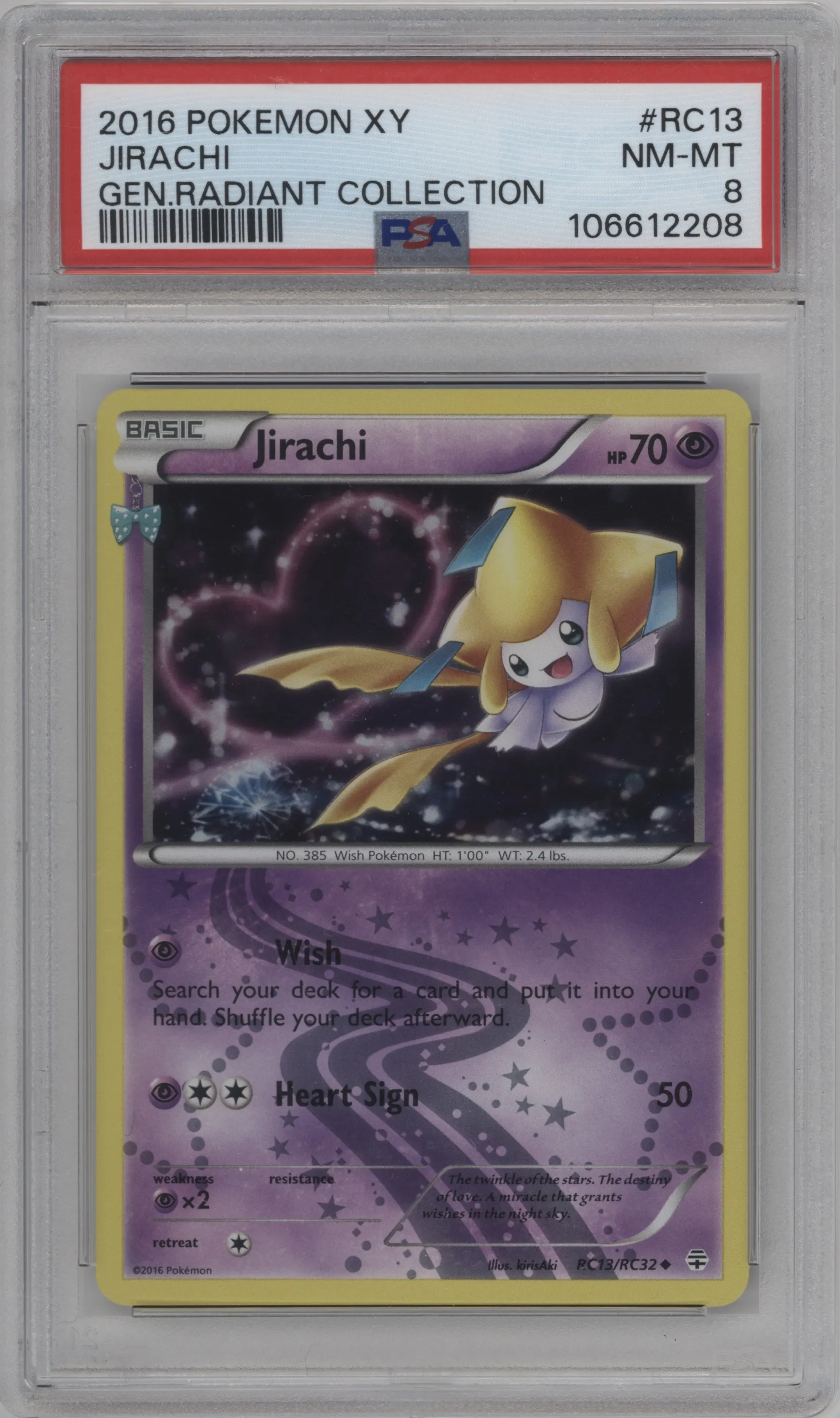 2016 Pokemon XY Gen. Radiant Collection Jirachi #RC13 PSA 8