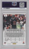 Marvin Harrison Jr. from the 2024 Panini Prizm Deca set featuring a Green Shimmer  Prizm FOTL parallel graded by PSA and given an overall grade of 9.
