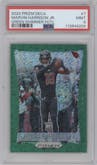 Marvin Harrison Jr. from the 2024 Panini Prizm Deca set featuring a Green Shimmer  Prizm FOTL parallel graded by PSA and given an overall grade of 9.