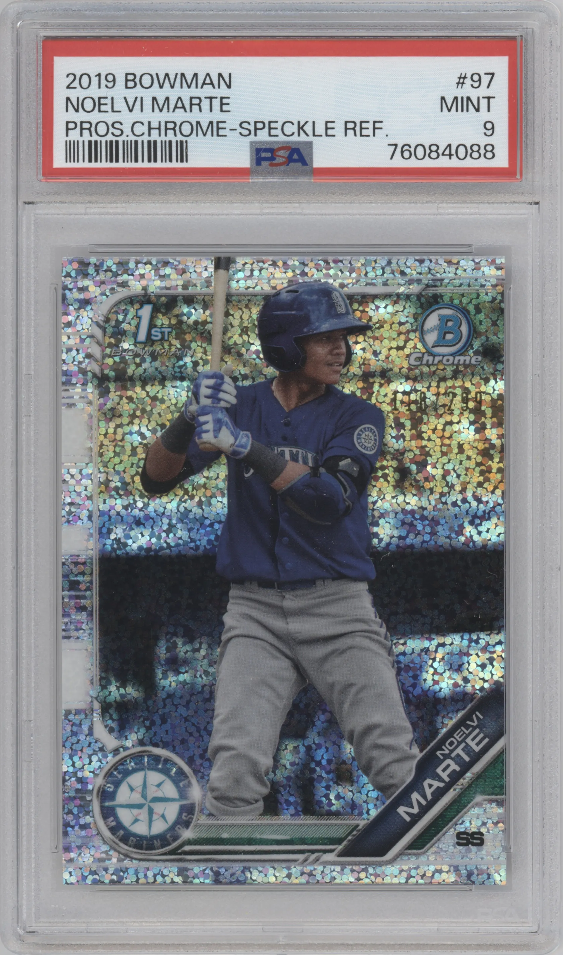 2019 Bowman Chr.Pros. Noelvi Marte Speckle Refractor PSA 9