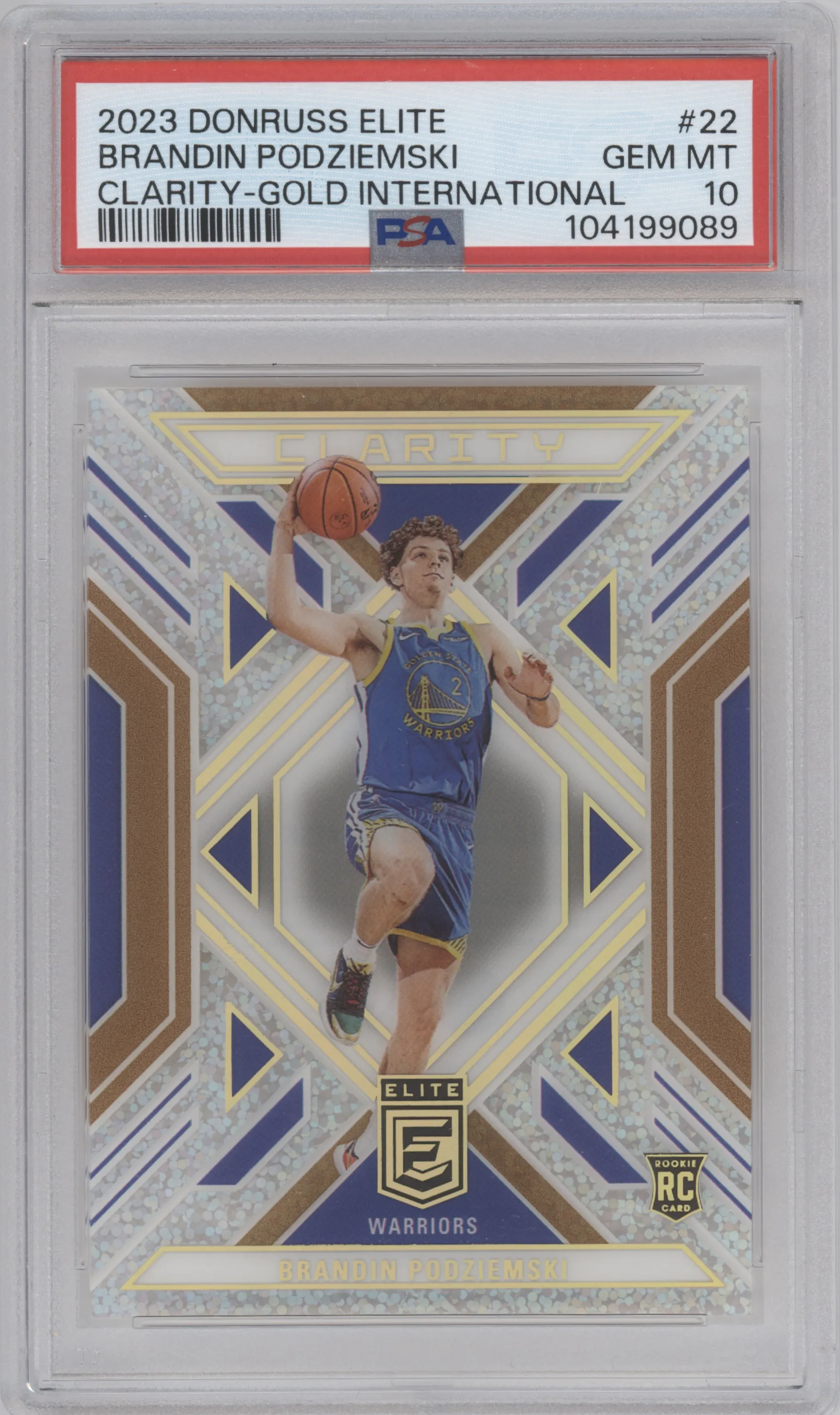 2023 Panini Donruss Elite Clarity Brandin Podziemski Gold International PSA 10