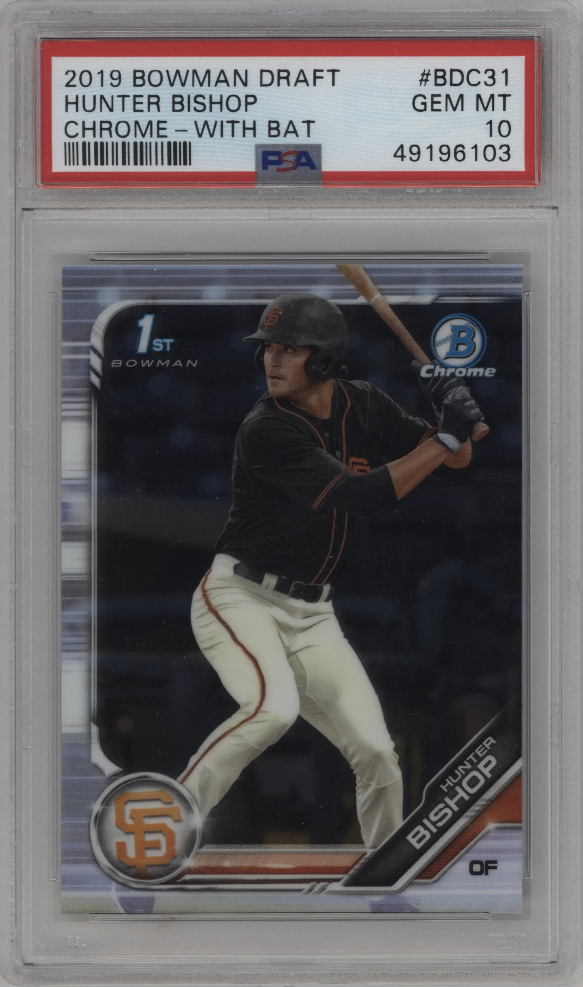 2019 Bowman Draft Chrome Hunter Bishop PSA 10