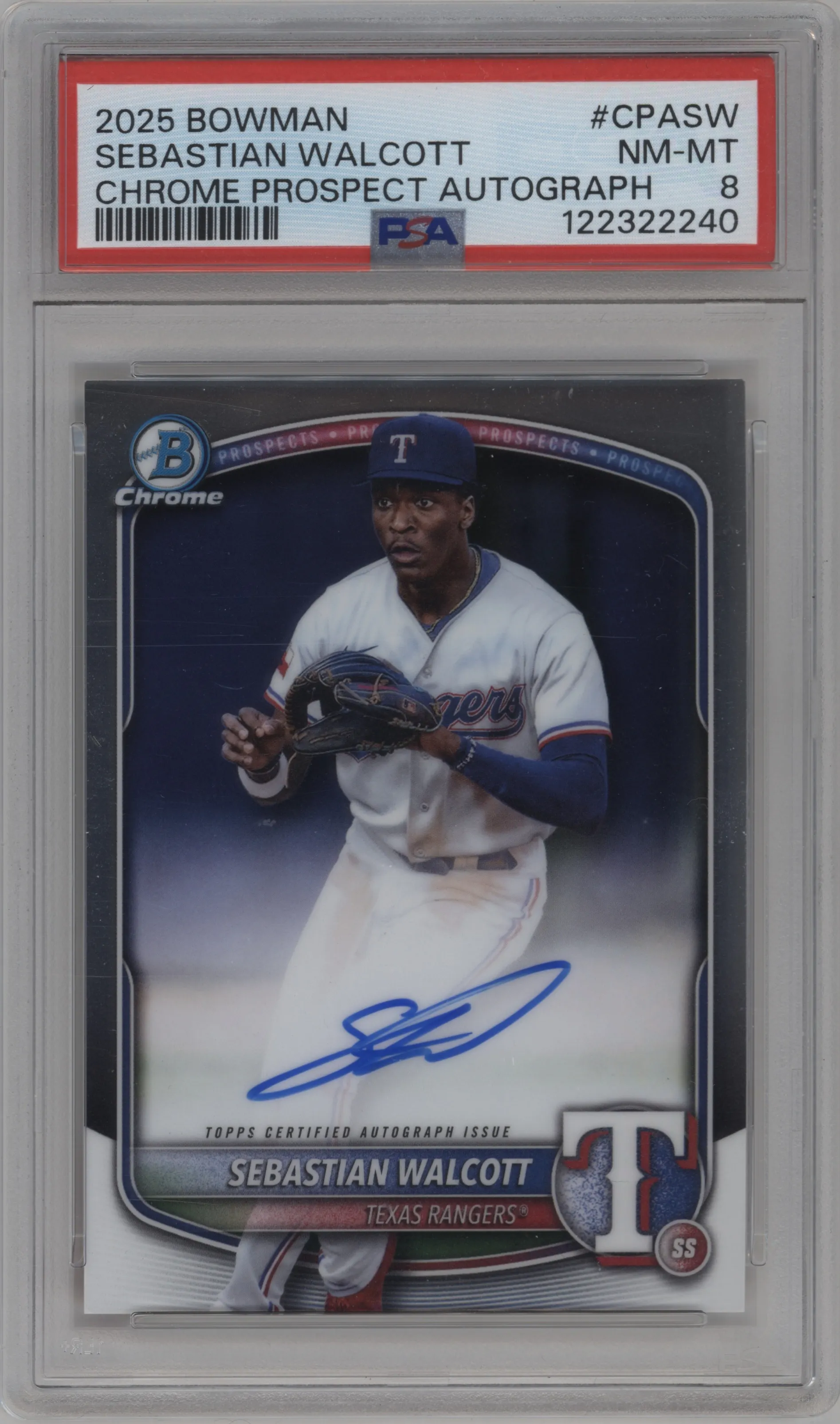2025 Bowman Chr.Pros.AU Sebastian Walcott PSA 8