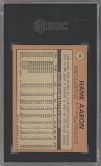 Hank Aaron from the 1969 Topps set graded by SGC and given an overall grade of 5.